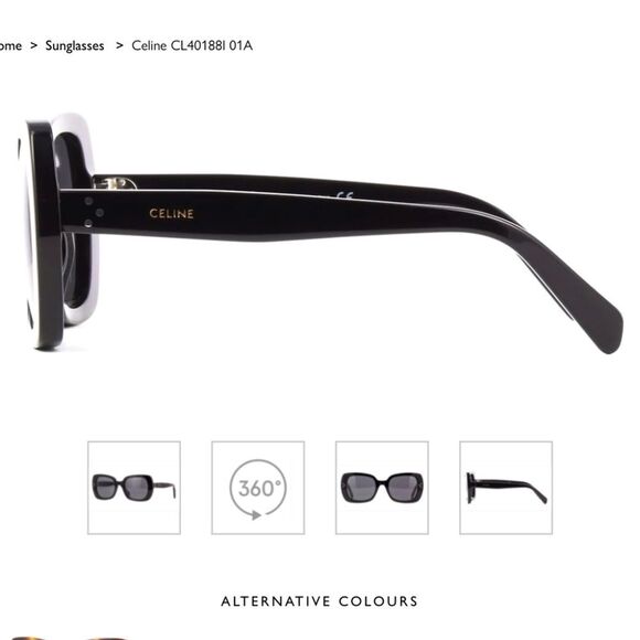 Celine Black Rectangular Square Large Monochrome Sunglasses - Picture 9 of 15